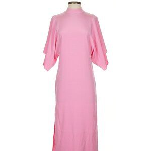 Rodarte Pink Silk Midi Dress with Short Sleeves Size: US 4